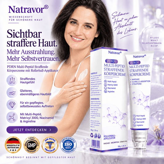 Natravor®🎗️ PDRN Multi-Peptid Straffende Körpercreme ｜ Anti-Aging Pflege, Feuchtigkeit, Straffung & Lifting für ein glatteres, ebenmäßigeres Hautbild｜f